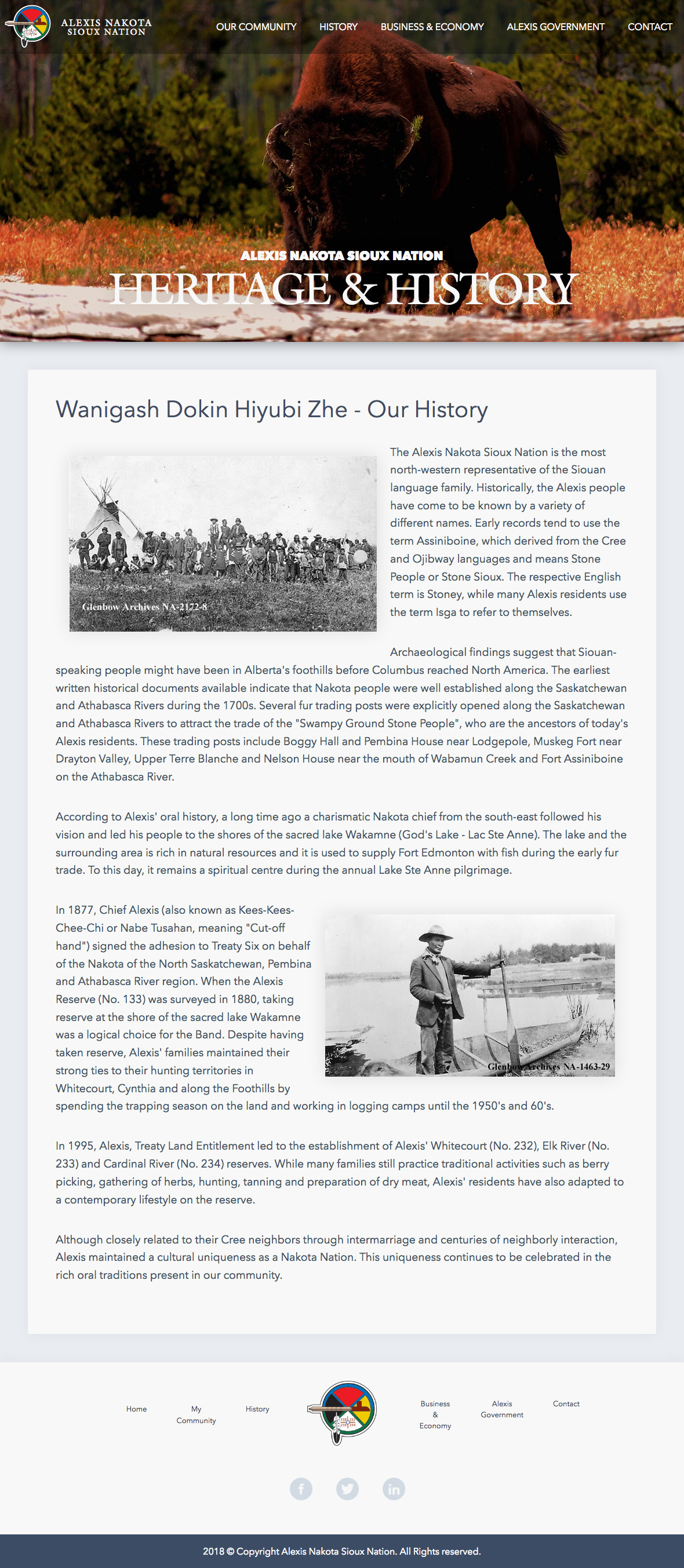 Screenshot 2018 09 30 Alexis Nakota Sioux Nation History